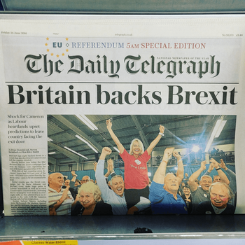 "Britain Backs Brexit" headline in The Daily Telegraph