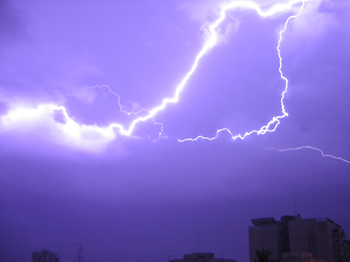Lightning storm over Israel
