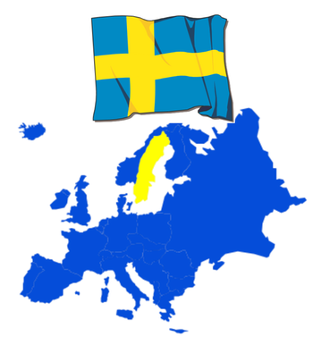Sweden map and flag.